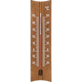 Дървен стаен термометър (-20 до +50°C), тъмнокафяв, 15 cm