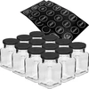 Комплект 12 x буркан 150 ml + 30 етикета за обозначаване на подправки ['стикери за подправки', ' етикети за буркани', ' етикети за контейнери', ' стикери за контейнери за подправки', ' стикери за билки', ' черни стикери за подправки', ' самозалепващи етикети за подправки', ' стикери за буркани', ' буркани', ' малки буркани', ' бурканче', ' стъклен буркан', ' стъклени буркани', ' буркан с капачка', ' буркани за подправки', ' буркан за билки', ' буркан 150 ml']