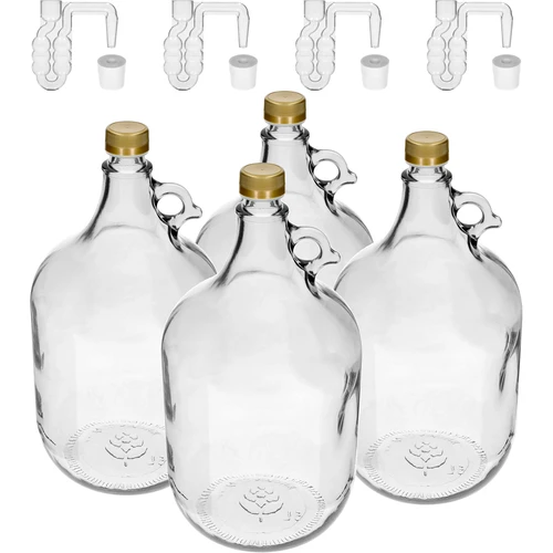 4 x Dama 5L с тапа, ферментационна тръбичка и капачка