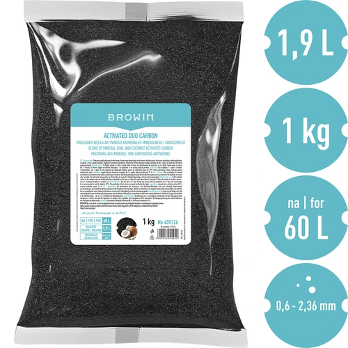 Activated Duo Carbon – смес от каменен (минерален) и кокосов активен въглен, 1 кг, за 60 л - 3