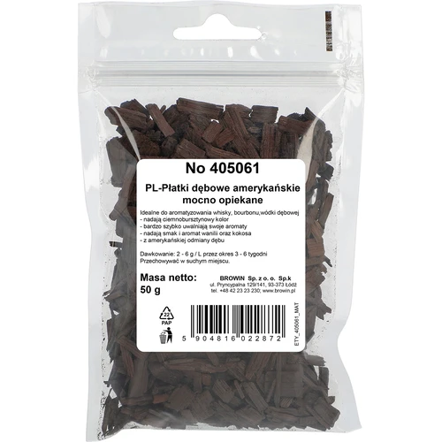 Американски дъбов чипс, силно тостиран, 50 г - 2