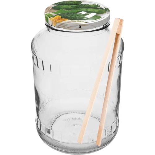 Буркан 1,5 л, fi 82/6 с цветна капачка + щипки