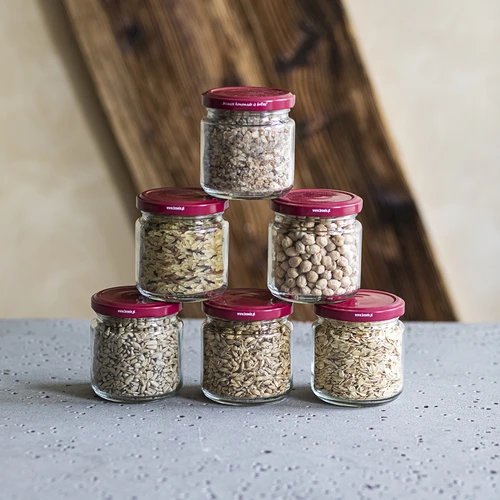 Буркан 212 мл фи 66/4 с капачка в цвят бордо, 6 бр. - 5