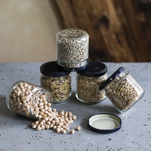 Буркан 212 мл фи66/4 с черна винтова капачка, 6 бр. - 5