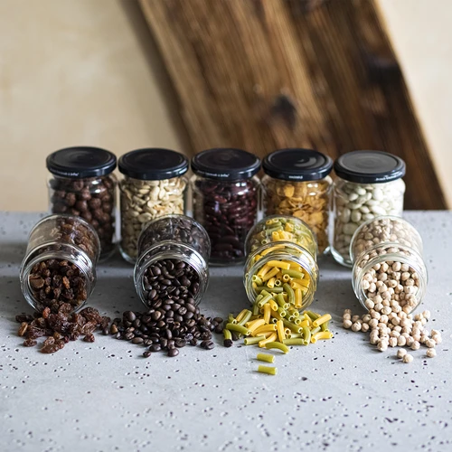 Буркан 250 мл фи 66/4, черна капачка - 6 бр. - 5