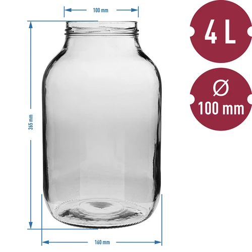 Буркан 4 л с черна винтова капачка Ø 100 - 6