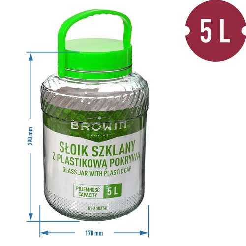 Буркан 5 л със щипци - зелена винтова капачка - 6