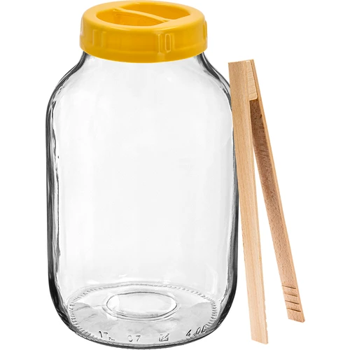 Буркан TO 4 л, щипки и пластмасова капачка фи 100, с дръжка