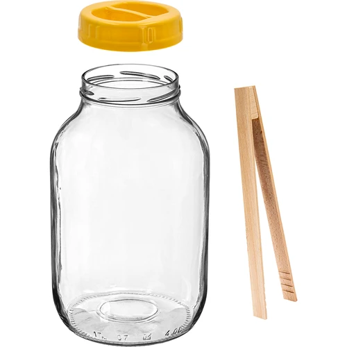 Буркан TO 4 л, щипки и пластмасова капачка фи 100, с дръжка - 2