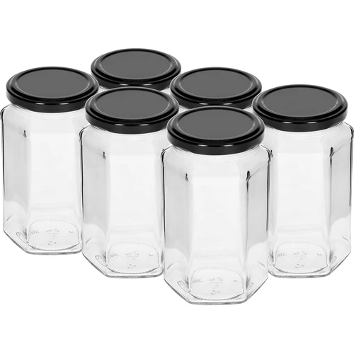 Буркан Twist-off 385 ml с черна капачка фи 63, 6 бр.