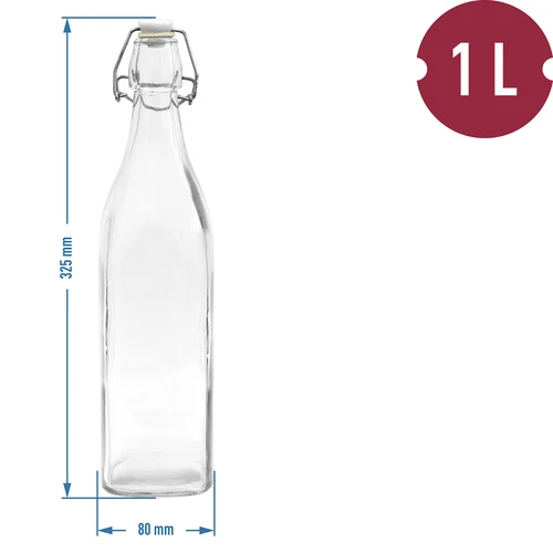 Бутилка 1 л с херметично затваряне – квадратна - 2