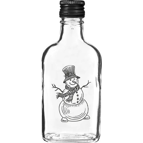 Бутилка 200 мл с винтова капачка, принт „Коледен снежен човек“, 6 бр.