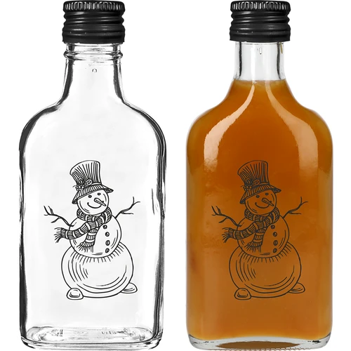 Бутилка 200 мл с винтова капачка, принт „Коледен снежен човек“, 6 бр. - 2