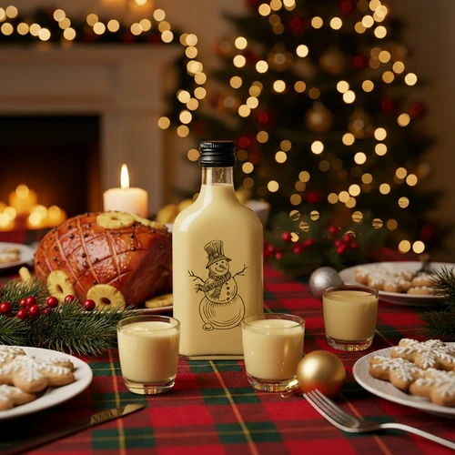 Бутилка 200 мл с винтова капачка, принт „Коледен снежен човек“, 6 бр. - 6