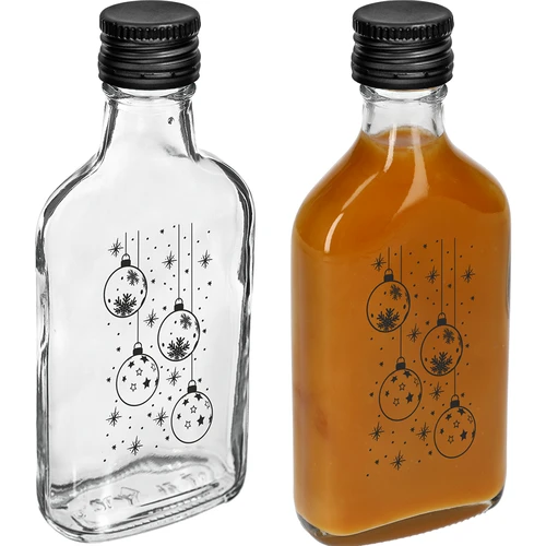 Бутилка тип манерка 200 мл с винтова капачка, принт „Коледни топки“, 1 бр. - 3