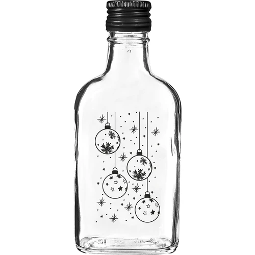 Бутилка 200 мл с винтова капачка, щампа „Коледни топки“, 6 бр.