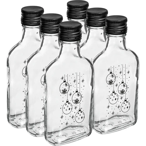 Бутилка 200 мл с винтова капачка, щампа „Коледни топки“, 6 бр. - 4