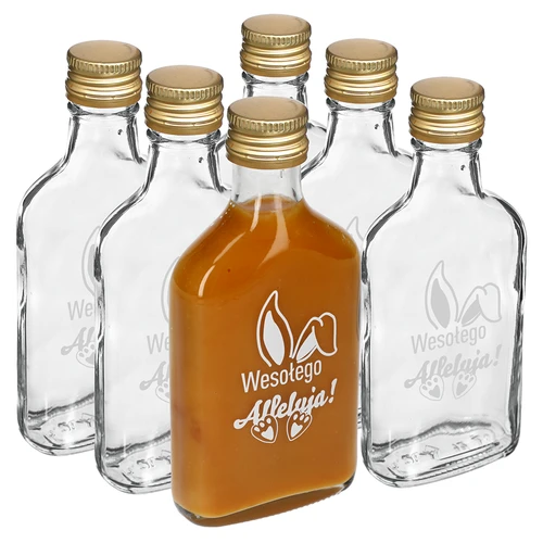 Бутилка 200 мл с винтова капачка, щампа УШИ НА ЗАЕК, 6 бр.