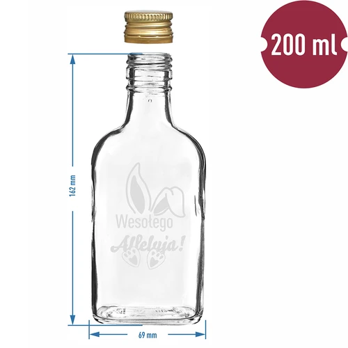 Бутилка 200 мл с винтова капачка, щампа УШИ НА ЗАЕК, 6 бр. - 6