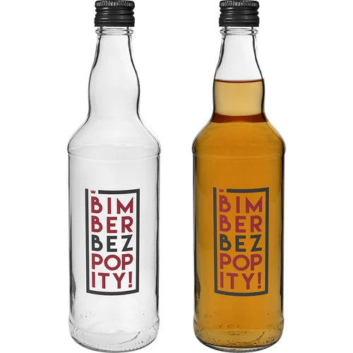 Бутилка 500 мл с винтова капачка и двуцветен печат Домашна ракия без запивка - 4 бр. - 6