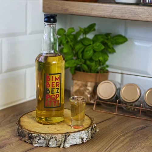 Бутилка 500 мл с винтова капачка и двуцветен печат Домашна ракия без запивка - 4 бр. - 9