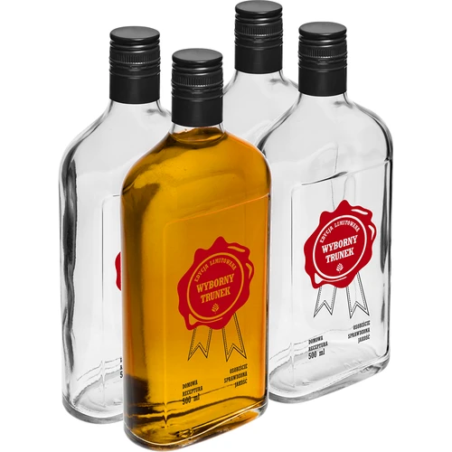 Бутилка 500 ml с винтова капачка и двуцветен печат „Wyborny Trunek” – 4 бр.