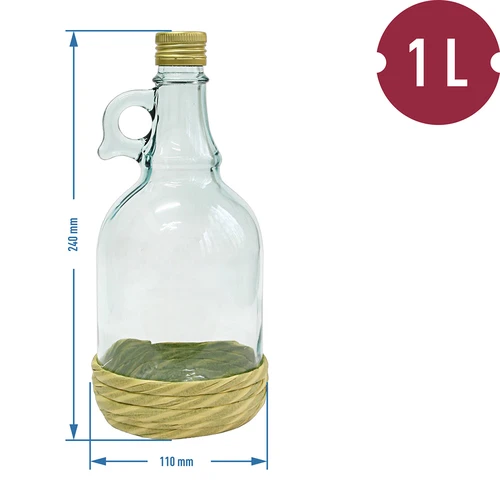 Бутилка Gallone 1 л с оплетка, с капачка на винт - 3