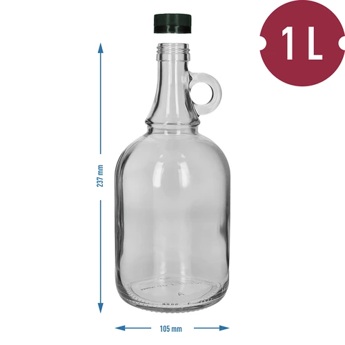 Бутилка Gallone 1L с капачка, без оплетка - 4