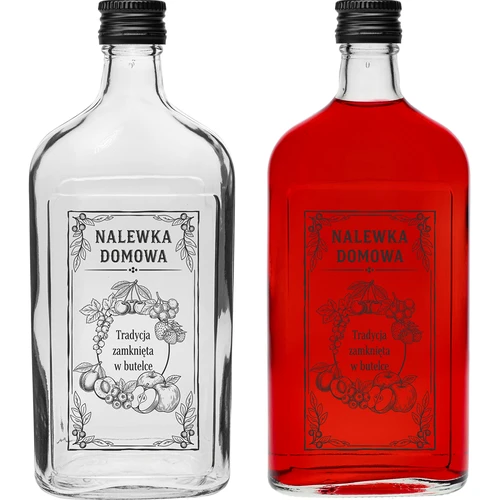 Бутилка тип фляга 500 мл с винтова капачка, с печат „Домашна наливка“, 1 бр.