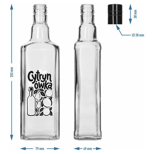 Бутилка Tynktura 500 ml с принт „Cytrynówka“ и винтова капачка - 5
