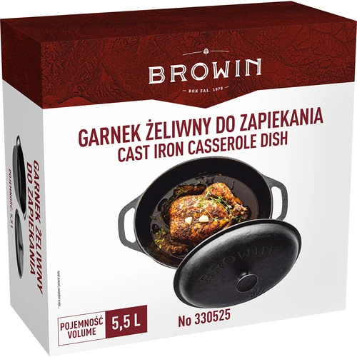 Чугунена тенджера за запичане, 5,5 л - 6