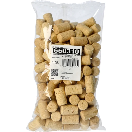 Цилиндрична тапа от естествен корк d.22x38 – 100 бр., агломерат - 2