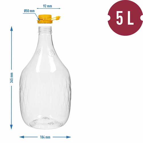 Дамаджана Dama 5 L PET, с винтова капачка и дръжка - 4