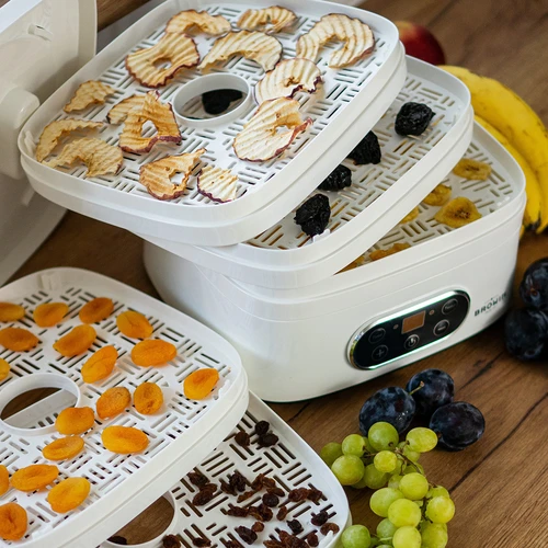 Дехидратор за гъби, плодове, зеленчуци и билки с регулиране на температурата, 240 W, бял - 19