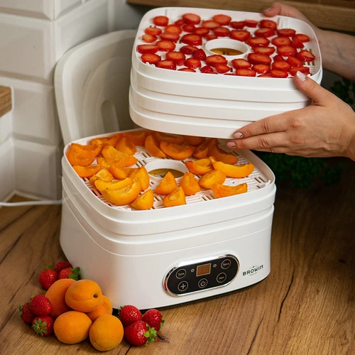 Дехидратор за гъби, плодове, зеленчуци и билки с регулиране на температурата, 240 W, бял - 20