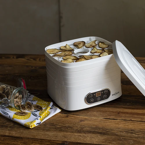 Дехидратор за гъби, плодове, зеленчуци и билки с регулиране на температурата, 240 W, бял - 16