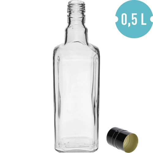 Декоративна бутилка TYNKTURA 0,5 л с дълга черна винтова капачка Ø 28 mm, 1 бр. - 2