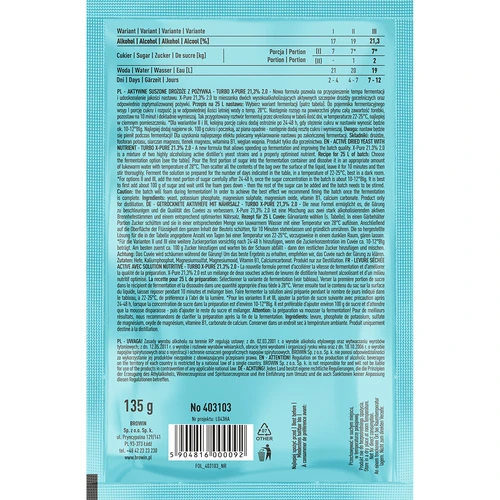 Дрожди Turbo X-Pure 21,3% 48 ч, 25 л - 2