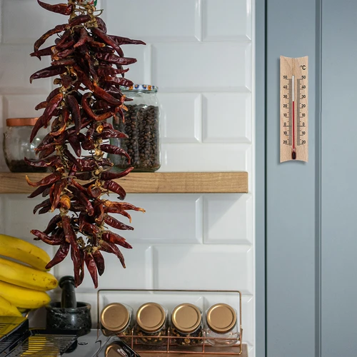 Дървен стаен термометър (-20 до +50°C), 15 см, микс - 7