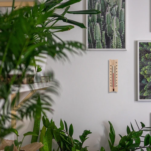 Дървен стаен термометър (-20 до +50°C), светлокафяв, 15 см - 7