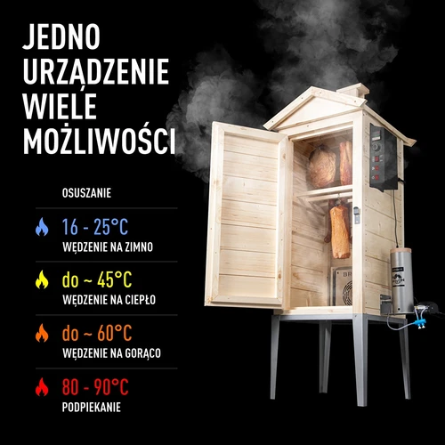 Дървена градинска пушилня 200 L – dragON Wood 100E с електрически нагревателен модул и контролер - 4