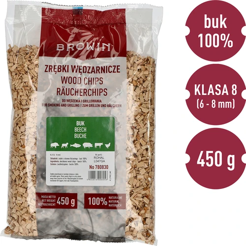 Дървесен чипс за опушване/гриловане, бук, 450 g, клас 8 - 3