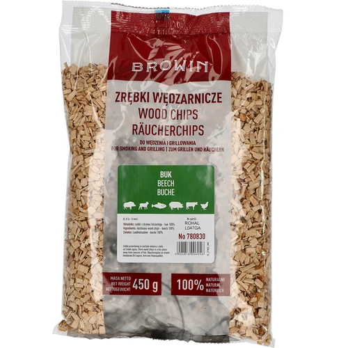 Дървесен чипс за опушване/гриловане, бук, 450 g, клас 8