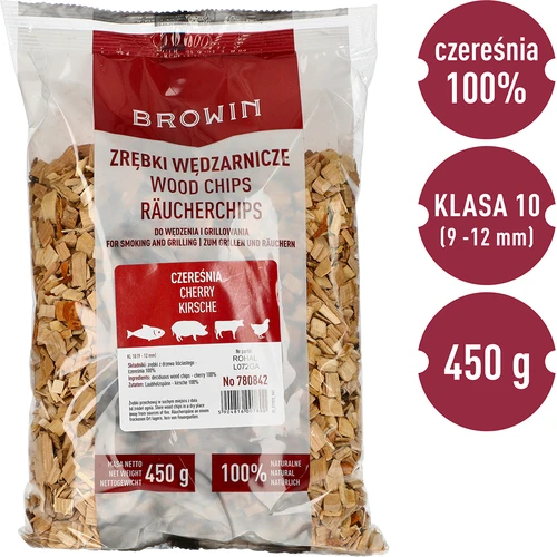Дървесен чипс за опушване/гриловане, череша, 450 г, клас 10 - 3