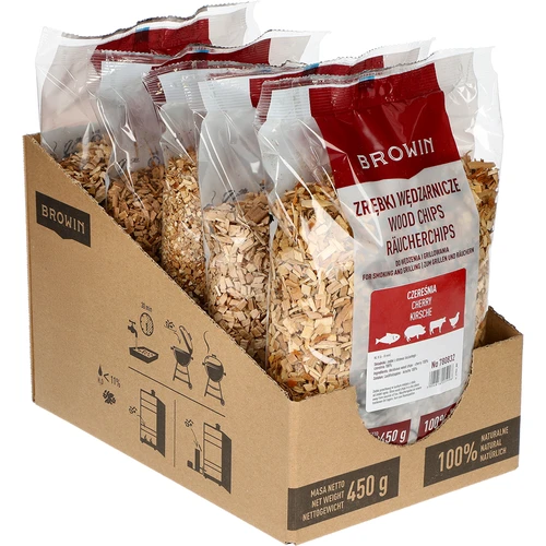 Дървесен чипс за опушване/гриловане, череша, 450 г, клас 8 - 2