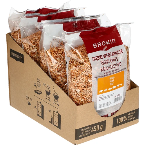 Дървесен чипс за опушване/гриловане, елша, 450 г, кл. 2 - 2