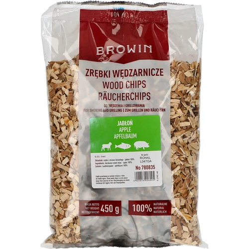 Дървесен чипс за опушване/гриловане, ябълка, 450 g, клас 8