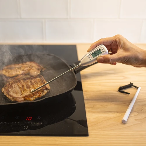 Електронен кухненски термометър (-50°C до +300°C) с калъф, бял - 4