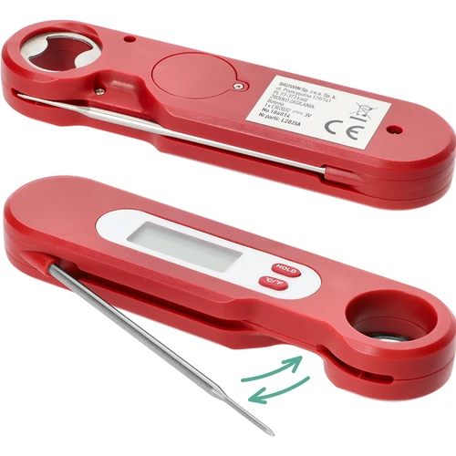 Електронен кулинарен термометър със сгъваема сонда (-50/+300℃), червен - 4