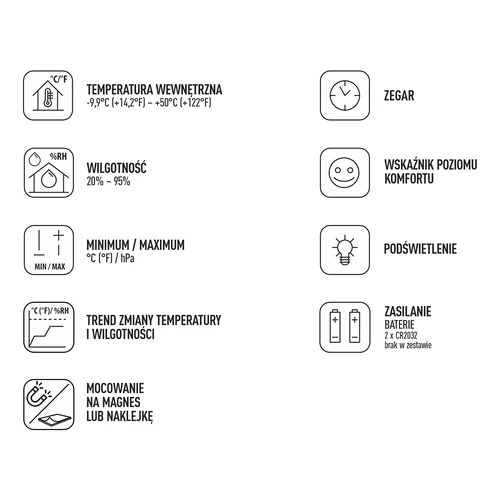 Електронен стаен термометър, черен - 13